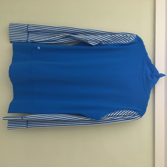 Lululemon Daily Yoga Striped Blue Full Zip Jacket - Picture 4 of 8